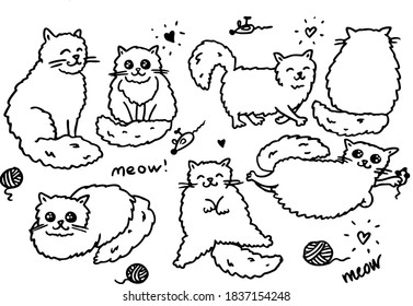 Vector Black White Outline Funny Fluffy Stock Vector (Royalty Free ...