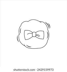 Vector negro blanco contorno maquillaje puff. Vista superior de ilustración cosmética de contorno aislado. Icono dibujado. Para diseño, tarjetas y banner