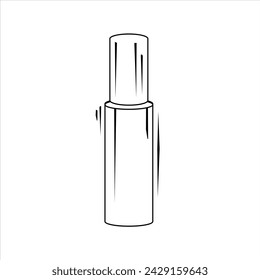 Vector black white outline mascara . Isolated contour cosmetic illustration side view. Drawn makeup icon. For design, cards and banner