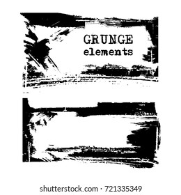 Vector black white paint, ink brush stroke, brush, monochrome elements. Dirty artistic design element, box, frame or background for text. Abstract illustration.