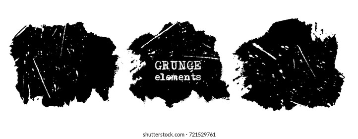 Vector black white paint, ink brush stroke, brush, monochrome elements. Dirty artistic design element, box, frame or background for text. Abstract illustration.