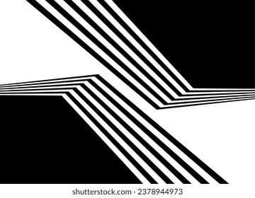 Vector black and white pattern of broken parallel lines in retro style. Vector striped pattern for covers, social networks, advertising, textiles, toys, cards, videos. Abstract vector background