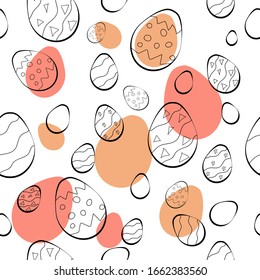 vector black and white pattern with easter eggs, background for covers, posters, cards on easter theme
