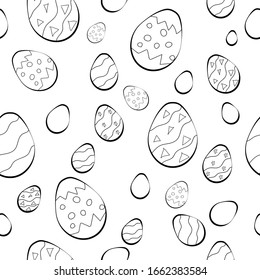vector black and white pattern with easter eggs, background for covers, posters, cards on easter theme