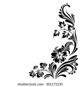 Vector Black White Pattern Flowers Ethnic Stock Vector (Royalty Free ...