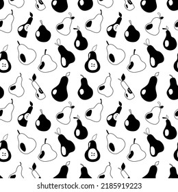 Vector black and white pattern with pears