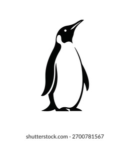 Vector pingüino blanco y negro.
