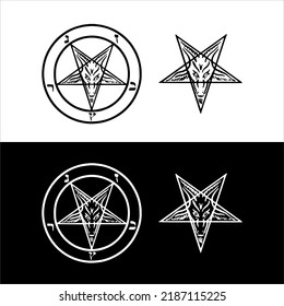 pentagrama vectorial blanco y negro, símbolo de oscuridad, símbolo satánico, icono oculto