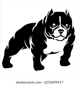 Vector black and white pitbull