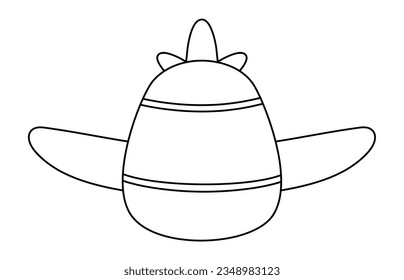 Vector black and white plane front view line icon. Air transport for kids. Funny line transportation clip art for children. Cute airplane vehicle coloring page isolated on white background
