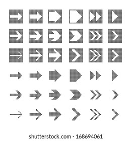 vector of black and white Polka dot arrow icon set 