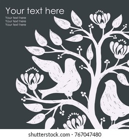 Vector black and white Post Card.