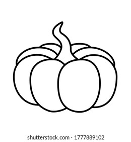 Vector black and white pumpkin icon in a flat style. The illustration is suitable for decorating a Halloween holiday, menu, food.