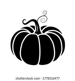 Vector black and white pumpkin icon in a flat style. The illustration is suitable for decorating a Halloween holiday, menu, food.