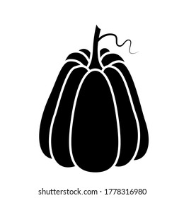 Vector black and white pumpkin icon in a flat style. The illustration is suitable for decorating a Halloween holiday, menu, food.