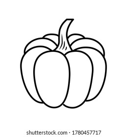 Vector black and white pumpkin icon in a flat style. The illustration is suitable for decorating a Halloween holiday, menu, food.