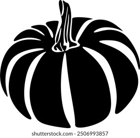 Icono de calabaza blanco y negro Vector en un estilo plano. La ilustración es adecuada para decorar un día de fiesta de Halloween, menú, comida. Dibujado a mano