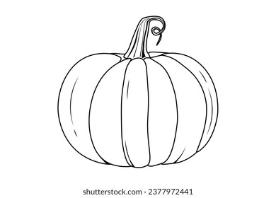 Vector black and white pumpkin  isolated on white background Vintage style vegetable design element Farm gardening cooking dessert and halloween concept retro realistic pumpkin. Retro style pumpkin.