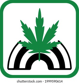 Vektorschwarz-weißer Regenbogen und grüner Cannabis