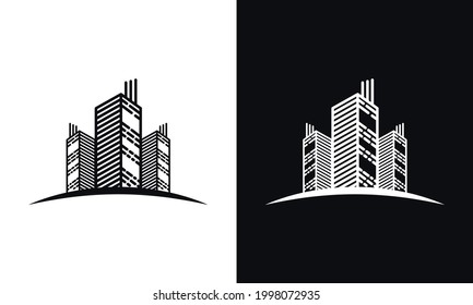 Vector black and white real estate icon.