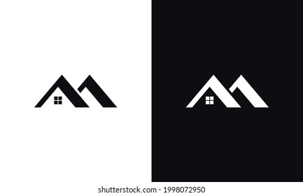 Vector black and white real estate icon.