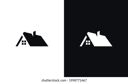 Vector black and white real estate icon.