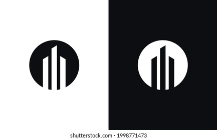 Vector black and white real estate icon.
