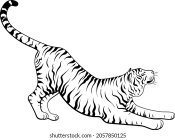 Vektor-Schwarz-Weiß-Relaxtiger-Illustration