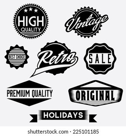 Vector Black and White Retro Stamps and Badges