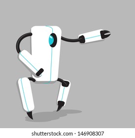 Vector black and white robot on gray background 
