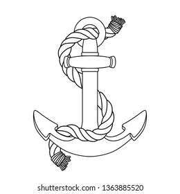 vector black white rope outline sea icon vintage Anchor