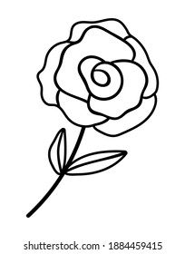 Vector black and white rose. Saint Valentine’s day contour symbol. Cute plant line icon. Playful flower illustration or coloring page
