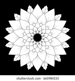 vector black and white round floral natural mandala background - adult coloring book page