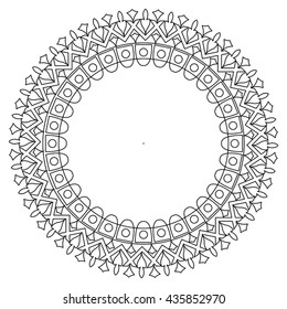 Vector black and white  round lace frame. Greeting card with place for text