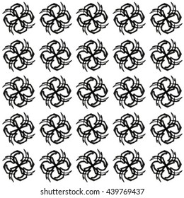 Vector black and white rounded line spiral pattern. Abstract background