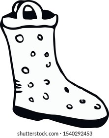 Vector black and white rubber boots Doodle illustration