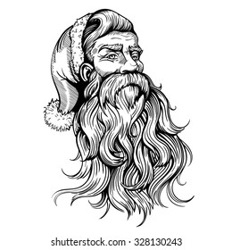 Vector Black and White Santa Man Illustration