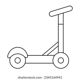 Vector black and white scooter icon. Line kid transport illustration isolated on white background. Active sport equipment sign or coloring page. Alternative ecological transportation concept
