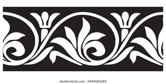 Vector black and white seamless classical Greek ornament. seamless graphic template.