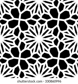 Vector Black & White Seamless Geometric Square Lace Grid Pattern Background