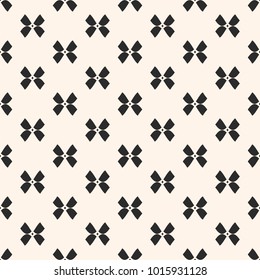 Vector black and white seamless pattern with bows. Simple geometric monochrome texture. Abstract repeat background with floral shapes. Kids theme. Design for decor, covers, prints, textile, clothing