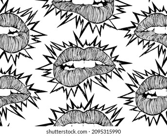 Vector Black White Seamless Pattern Punk Stock Vector (Royalty Free ...