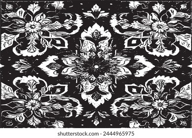 vector of black and white seamless pattern of luxury carpet monochrome texture for background texture and print