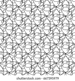 vector black and white seamless pattern. Hand drawn clip art isolated on transparent background. Monochrome backdrop. 020
