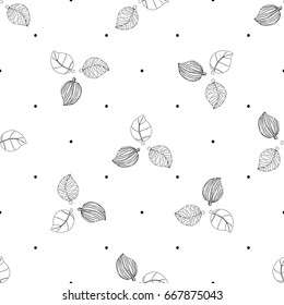 vector black and white seamless pattern. Hand drawn clip art isolated on transparent background. Monochrome backdrop. 