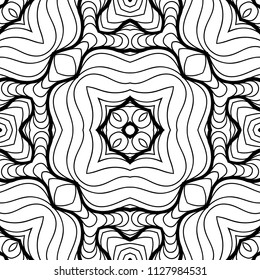 Vector Black White Seamless Wallpaper. Vintage Monochrome Pattern. Retro Background