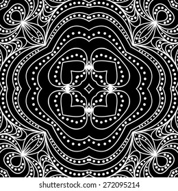 Vector Black White Seamless Wallpaper. Vintage Pattern. Retro Background of Drawn Lines