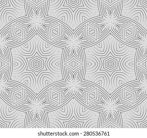 Vector Black White Seamless Wallpaper. Vintage Pattern. Retro Background