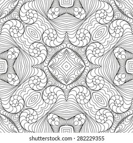 Vector Black White Seamless Wallpaper. Vintage Pattern. Retro Background