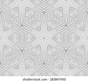 Vector Black White Seamless Wallpaper. Vintage Pattern. Retro Background